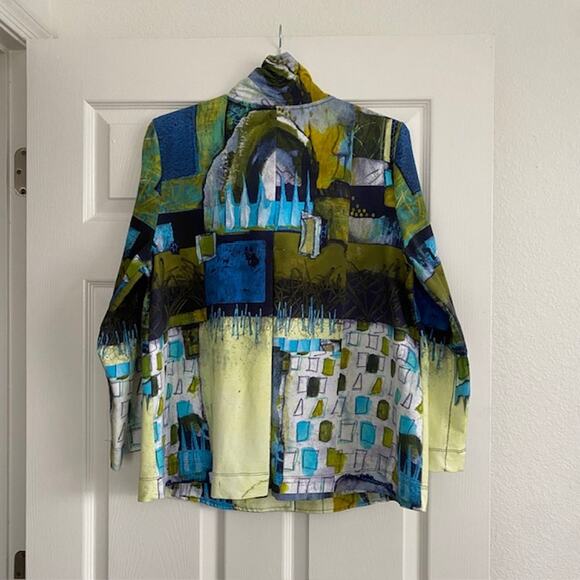 Simply Art by Dolcezza Button Up Jacket Colorful Abstract Artistic Boho Women XL - Picture 2 of 10